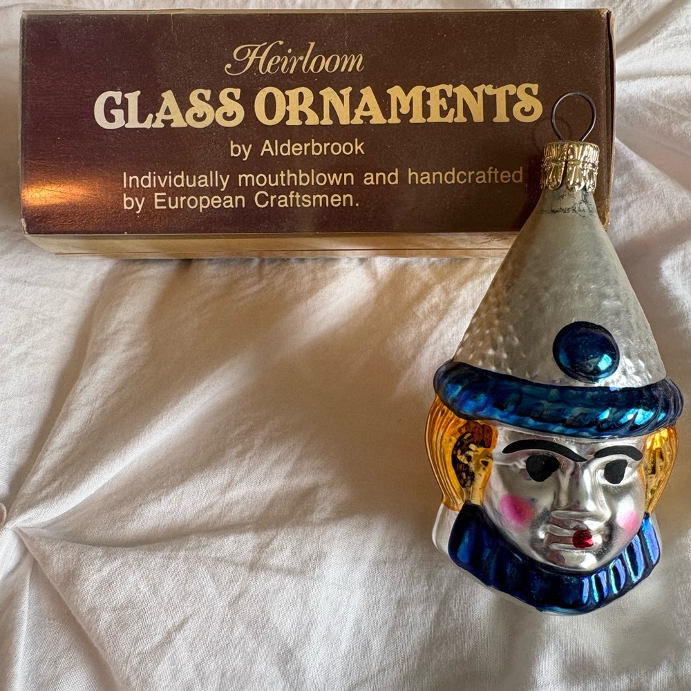 Alderbrook Heirloom Glass Ornament - Silver and Blue